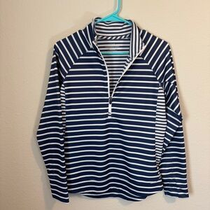 Vineyard Vines Performance Navy and White Striped Quarter-Zip Pullover